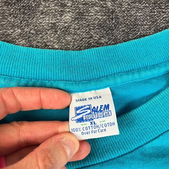 Vtg Salem Sportswear Charlotte Hornets NBA Embroidered T Shirt Single Stitch XL - Picture 4 of 11